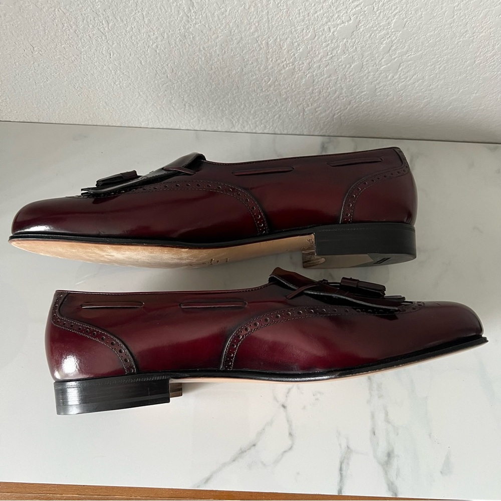 Salvatore Ferragamo Mens Lucas Kiltie Tassel Loafers Size 11 Oxblood Leather - Picture 5 of 9